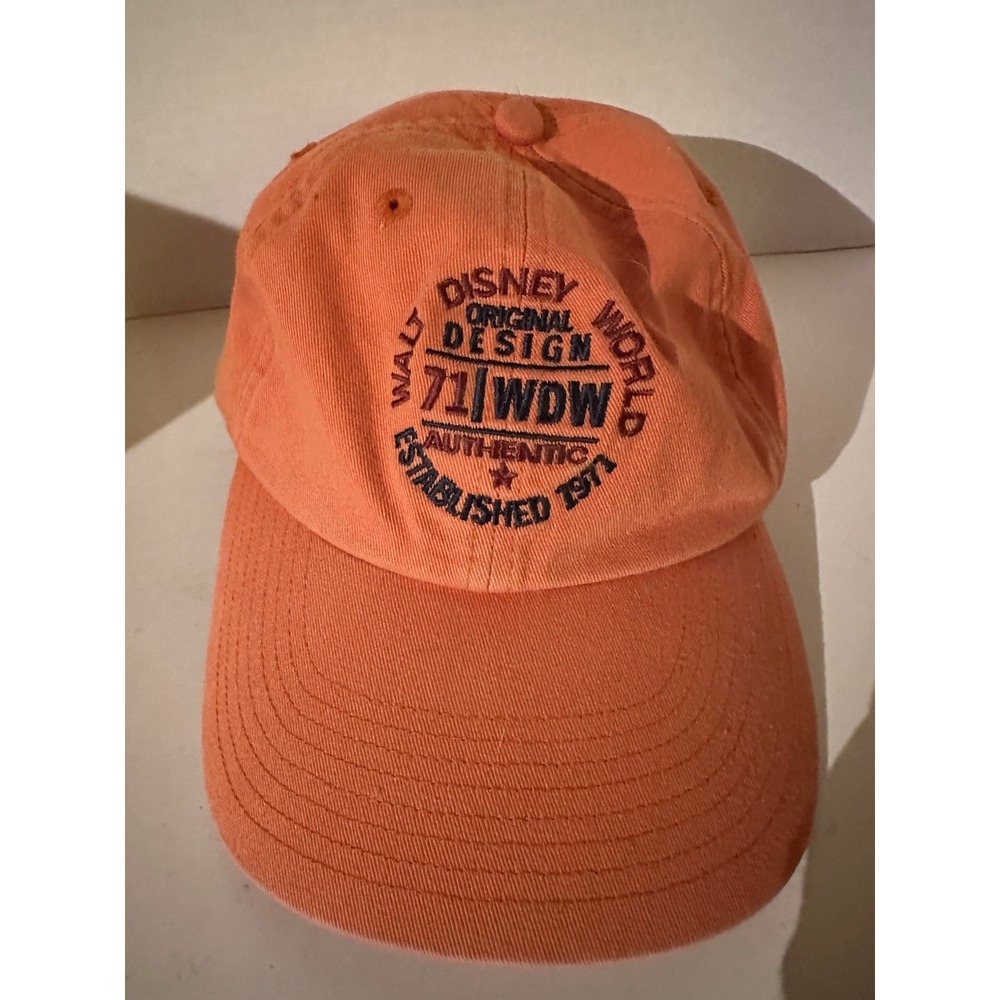 Walt Disney World 1971 Baseball Cap Adjustable Strap Back Orange EC